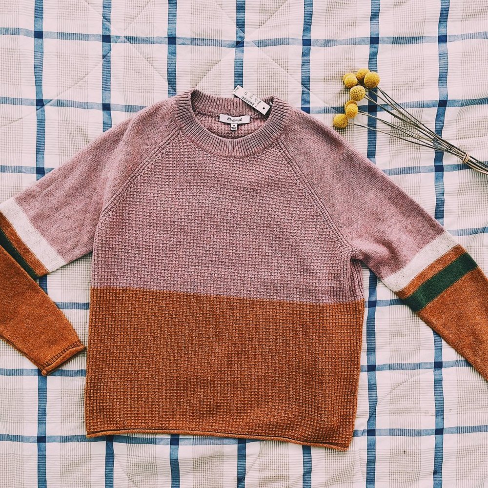 Madewell Striped Roll-Trim Pullover Sweater